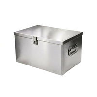 Brushed Stainless Steel Storage Box Industrial Metal Storage Box with Lid Portable Stainless Steel Toolbox for DIYers, Mechanics, Workshop, Garage, Warehouse
