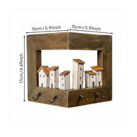 Wooden Key Hanger Rustic Design Wall Mounted Corner Organizer for Entryway