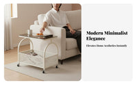 2-Tier Rolling Organizer with casters Side Table Easy to Assemble for Living Room