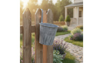 Hanging Flower Pot Distressed Plant Pot with Hook Ribbed for Fence, Patio