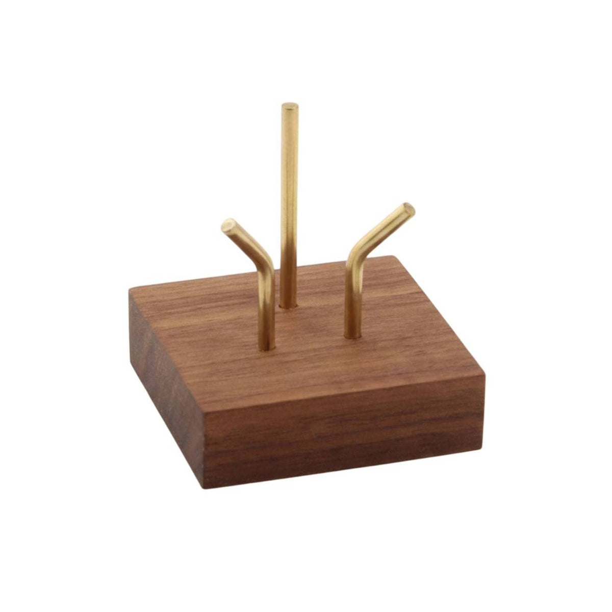 Walnut Wood Crystal Ball Stand Gold Metal Sample Display Stand Rectangular Base Decor Accessory Compact