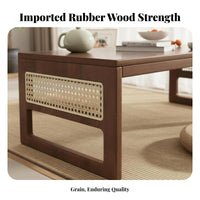 Collapsible Coffee Table Space-Saving Foldable Rattan Accent Table Multi-Purpose
