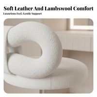 Round plush rotating Stool Upholstered Seat Vanity Chair Sturdy Construction