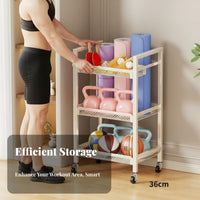 Exercise Mat and Dumbbell Holder Portable with Wheels Dumbbell and Exercise Mat Holder Home Gym Storage Rack Sturdy Duty
