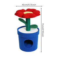 Flower Pot Pet House Enclosed Cat House with Scratching Post Cozy for Small Dogs