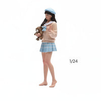 Bear Girl Figure Miniature Scale Girl Figurine Versatile Decor for Dollhouse