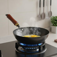 Natural Non-Stick Hand Hammered Wok Heavy Duty Traditional Chinese Stir-Fry Pan All Stovetop Compatible