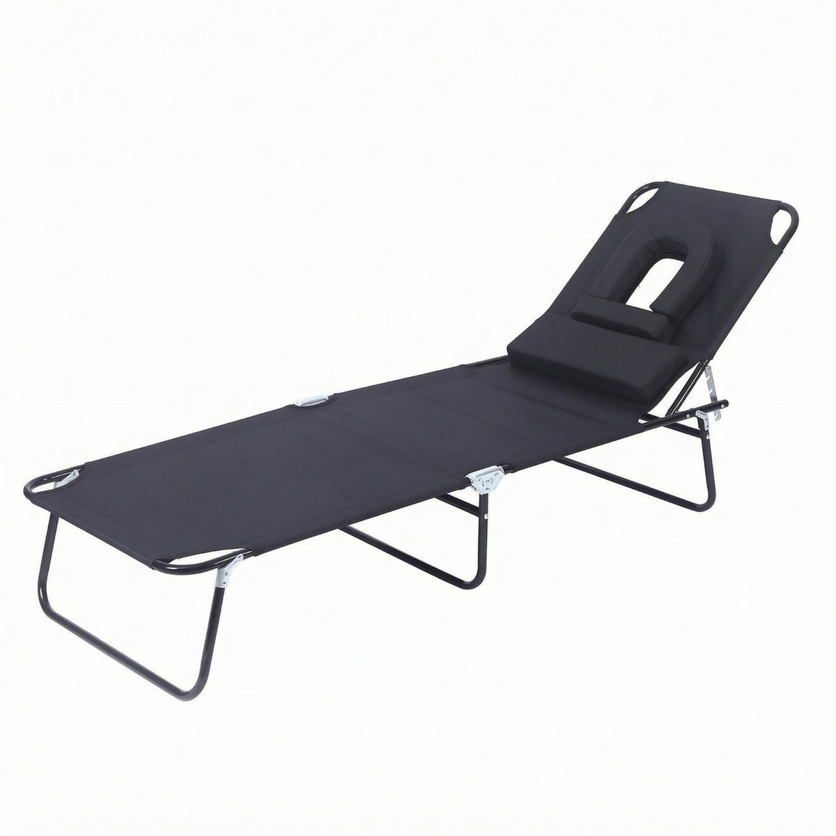 Folding Lounge Chair Metal Frame Reclining Cot Portable for Sunbathing Area