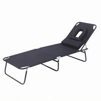 Folding Lounge Chair Metal Frame Reclining Cot Portable for Sunbathing Area