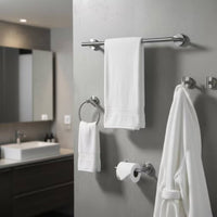5 Pieces Wall-Mounted Bathroom Hardware Set Stainless Steel Towel Bar Set with Hooks Easy to Install Bathroom Tissue Holder Holder Space-Saving for Powder Room
