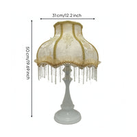 Table Lamp with Beads Pedestal Table Lamp with Fringe Classic Decorative for Bedroom, Vanity