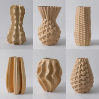 Modern Minimalist Ceramic Vase with 3D Printed Woven Pattern, Diamond Shape