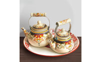 Enamel Water Kettle Multipurpose Use Enamel Tea Kettle Ethnic Design Teapot Removable Lid Large Capacity Teakettle
