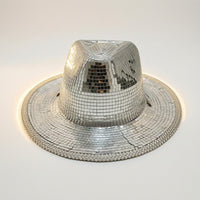 Reflective Cowboy Hat with Mirror Tiles Dazzling Disco Ball Cowboy Hat Glittery Stylish for Festivals