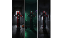 Indoor Clown Ghost Prop Covered Outdoor Halloween Clown Decoration Scary Standing Ghost with Poseable Arms Terrifying for Entryway