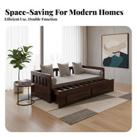 Multi-Functional Extendable Daybed with Storage Space-Saving Design Sofa Bed Easy Conversion Convertible Couch Long-Lasting Construction for Apartment Dwellers, Students, Small Homeowners, Living Room, Bedroom, Office
