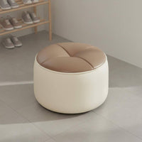Round Padded Stool Light Sophisticated Design Round Padded Footstool Solid Wood Frame Entryway Shoe Stool for Kids, Bedroom