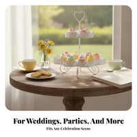Light Light Blue Two-Tier Cupcake Stand Food Heart-Safe Handle Cupcake Stand Reusable Dessert Display Display Lightweight for Wedding