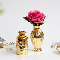 Gold European Embossed Ceramic Small Vase for Tabletop