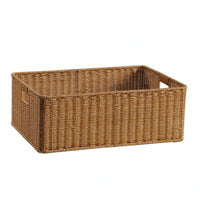 Rectangular Woven Basket Light Brown Woven Container Basket Decorative for Home Organization
