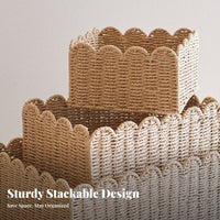 Rectangular Woven Basket Multi-Purpose Household Storage Decorative for Students