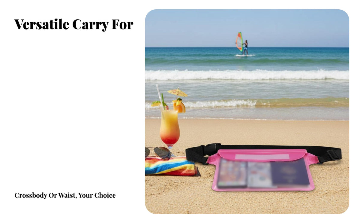 Waterproof Fanny Pack Touch Screen Friendly Waterproof Waist Bag Three-Fold Seal Protection Clear Fanny Pack for Beachgoers, Tourists, Kayaking