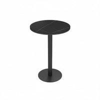Industrial Aesthetic High Stool and Counter Table Combo Slate Tabletop Counter Dining Table with Stools Upholstered Seat Bar Height Furniture Long-Lasting Construction for Restaurant Managers, Interior Designers, Adults, Nightclub, Lounge, Small Areas