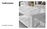 Faux Marble Second levelTier Rectangular Table Modern Design Household Furniture Sturdy Structure Easy to Clean for Apartment Dwellers, Homeowners, Decorators, Living Room, Lounge, Reception Area