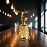 Ornate Deer-Shaped Hand Bell Decorative Bell with Deer Topper Portable Sturdy for Reception Desk, Dining Table, Restaurant