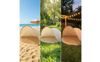 Portable Foldable Beach Tent Open-Front Beach Tent with Floor Lightweight Sun Shelter Quick Setup for Backyard