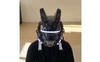 Futuristic Helmet Mask with LED Hard-Shell Cyberpunk Mask Glossy Headwear Techwear for Cosplayers, Cosplay, Festivals, Parties
