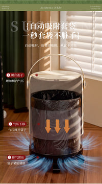 JMJM Trash Can for Home Living Room 2026 New Luxury High-end Movable Large Capacity Bedroom Office Wastebasket