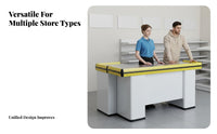 Supermarket Checkout Counter Easy to Clean Convenience Store Register Stand Sturdy Construction Corner Checkout Desk for Retailersiers, Pharmacy