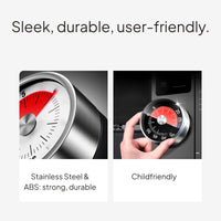 Magnetic Visual Kitchen Timer, Mechanical, Stainless Steel