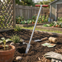 Foot Assisted Weeding Tool Silver Gray Finish T Handle Weeder for Yard