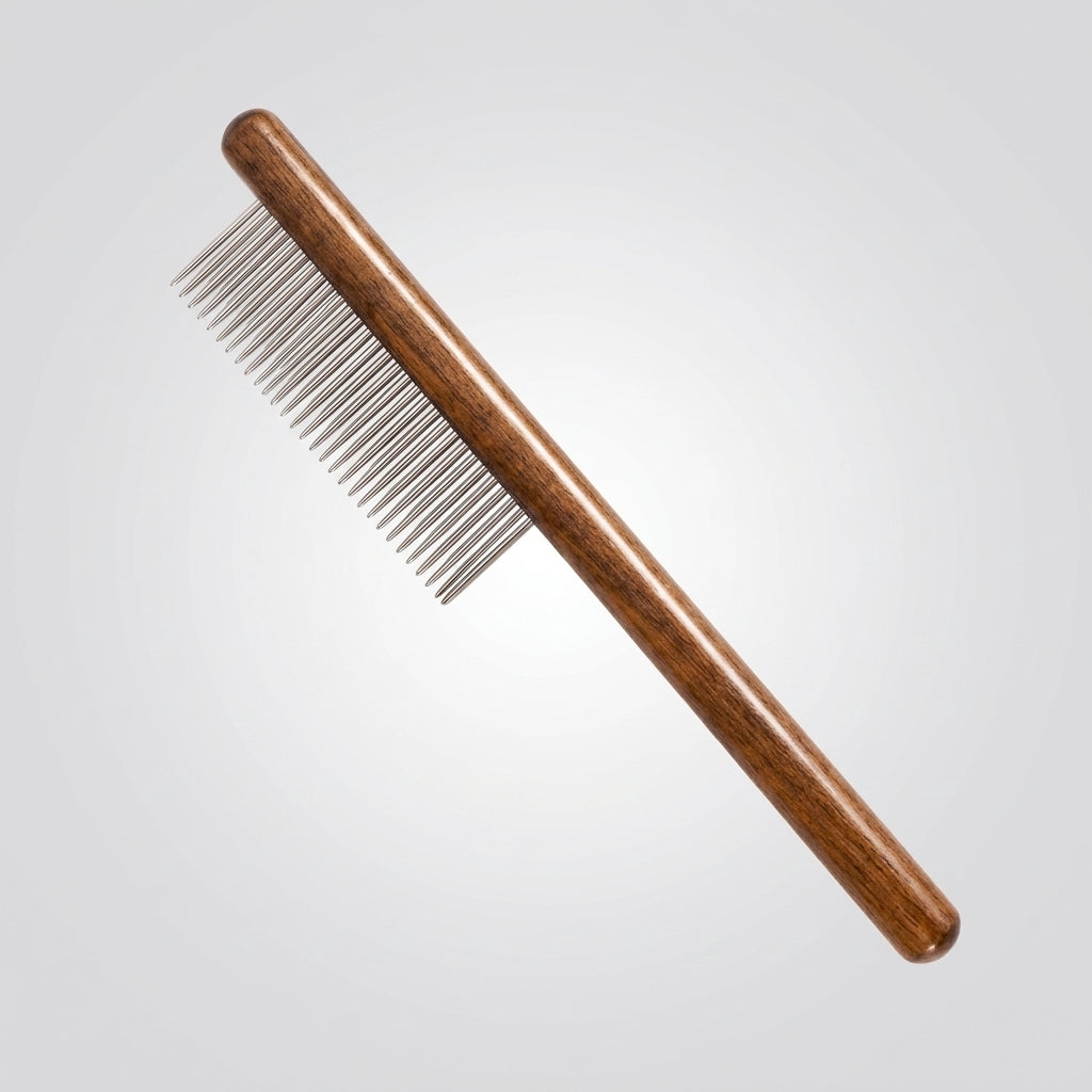 Hair Comb for Dog Grooming and Cat Comb Set, Stainless Steel Tool for Cat Grooming, 3 Pack Beech Wood Handle Comb, Detangling Pet Hair Tool