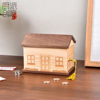 Solid Wood House Money Box for Kids, Large Savings Bank