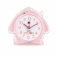 Flat Base House-Shaped Alarm Clock Floral Decoration Analog Desk Alarm Clock Compact Decor Piece Cute