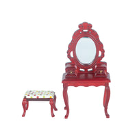 1:12 Dollhouse Miniature Furniture Vanity with Mirror, Drawers, Table and Stool Photo Prop