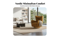Upholstered Rotating Armchair Nordic Design Lounge Chair Highspine Support Plush Cushioning for Homeowners, Bedroom
