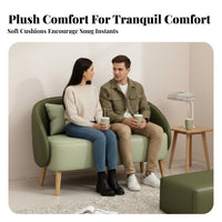 Curved Rear Loveseat Hardwood Wood Frame Business-Grade Seating High-Resilience Foam Padding Ergonomic Design