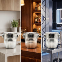 Ice Bucket with Handles 5L Stainless Steel Ice Bucket Silver Beverage Chiller for Bartenders, Restaurants