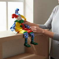 Dangling Leg Clown Ornament Colorful Ceramic Clown Doll Collectible