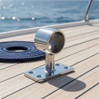 Handrail Bracket with Rectangular Base Stainless Steel 316 Grade Handrail Bracket Polished Rail Fitting for Marine Decks