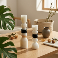 Sculptural Candle Holder Glossy Stacked Candlestick Elegant Candle Holder with Sculptural Design for Entry Console