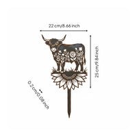 Highland Cow Stake Sign Weathered Finish Highland Cow Stake Floral Design
