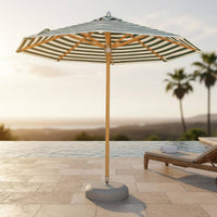 Striped Patio Umbrella Support Structure Round Patio Umbrella Metal Lower Section Sun Cover for Beach