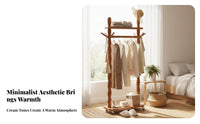 Movable Rolling Clothes Rack with Shelf Sturdy Rolling Garment Rack with Shelves Minimalist Design Coat Stand Space-Saving for Families, Students, Renters, Entryway, Bedroom, Living Room, Office
