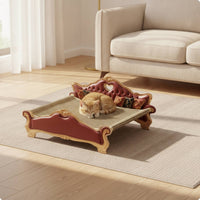Cat Scratching Bed Retro-Style Cat Sofa with Scratcher Upholstered Scratching Pad for Cats, Kittens, Living Room