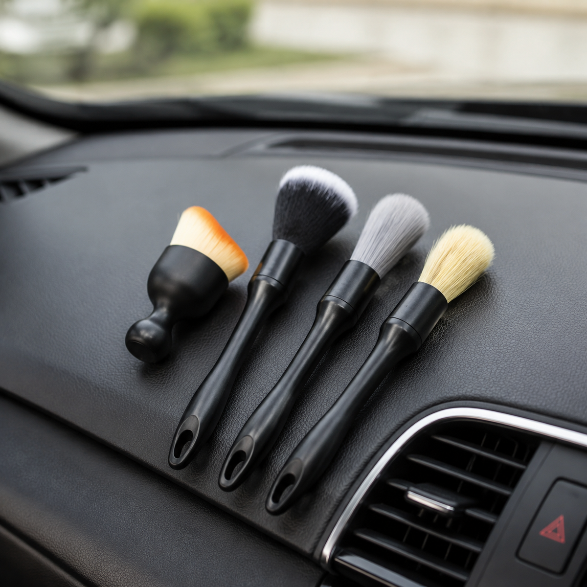 Car Detailing Kit Bagged Cleaning Brush Set Synthetic Bristles Wheels Interior